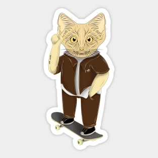 skateboarder sand cat Sticker